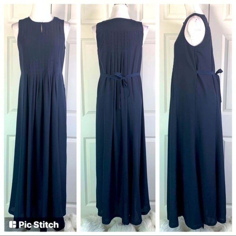 ASOS Maternity Pleated Maxi Navy Blue Dress